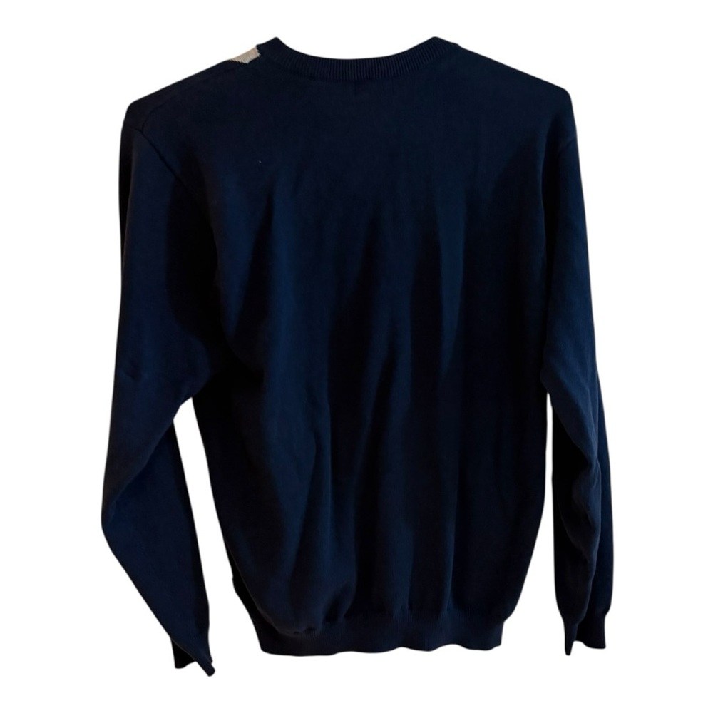 Izod Men's Navy and Gray Argyle V-Neck Sweater - Picture 5 of 5